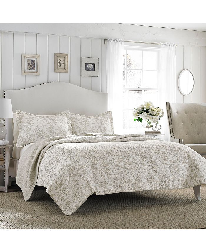 Laura Ashley Full/Queen Amberley Grey Quilt Set Macy's