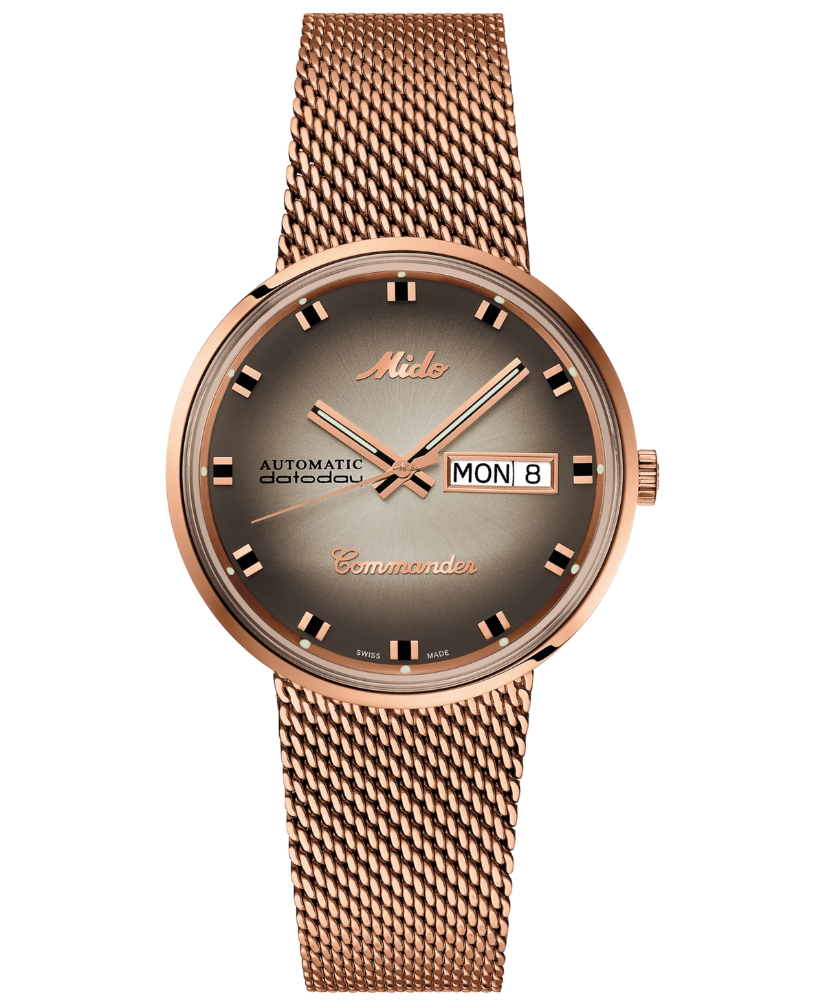 Shop Mido Men's Swiss Automatic Commander Classic Rose Gold-tone Pvd Stainless Steel Bracelet Watch 37mm