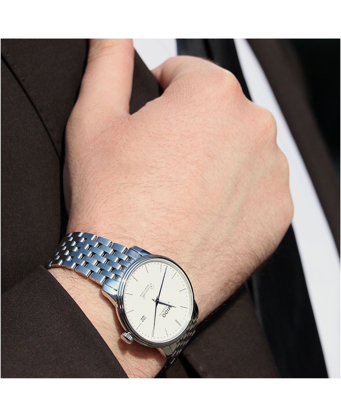 Мужские часы Mido Swiss Automatic Baroncelli III Heritage Stainless Steel Bracelet Watch 39mm — фото 4