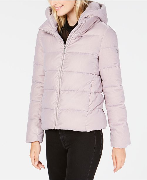 Calvin Klein Hooded Velvet Puffer Coat Reviews Coats Women