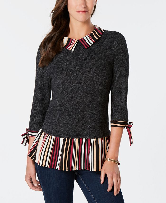 Monteau Petite Layered Look Sweater Macy s