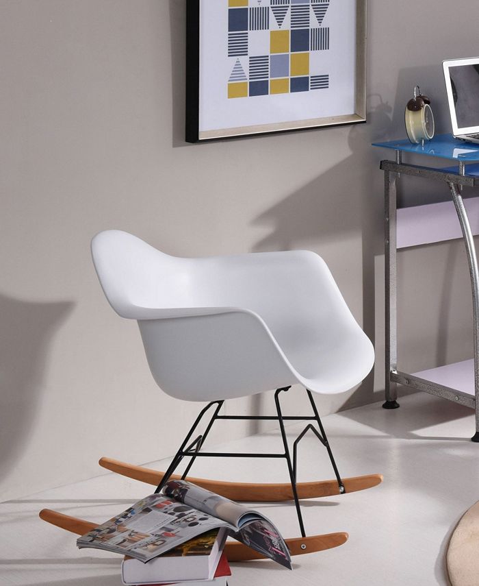 Hodedah Arm Rocking Bucket Seat Rocking Chair in White Macy's