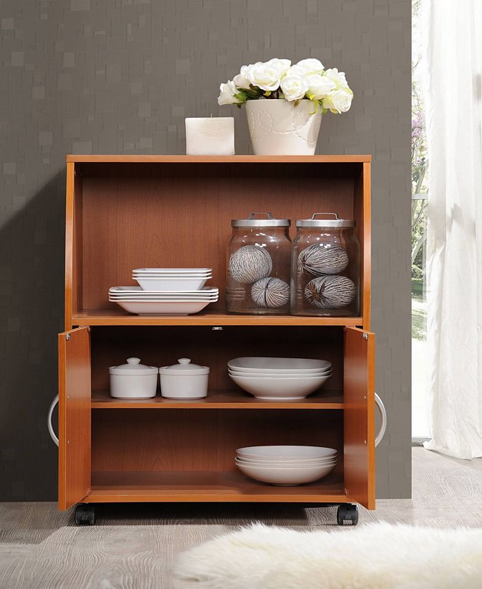 Hodedah Kitchen Cart in Cherry Macy's
