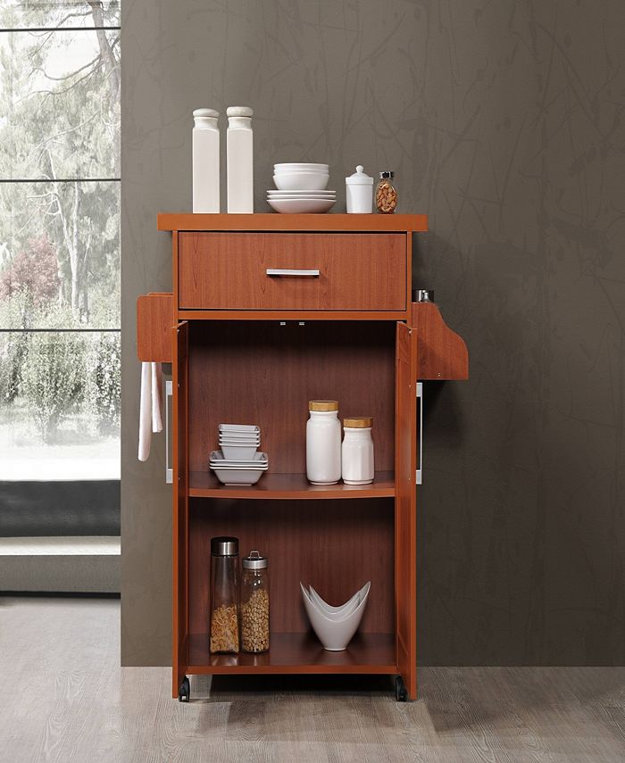 Hodedah Kitchen Island with Spice Rack plus Towel Holder in Cherry Macy's