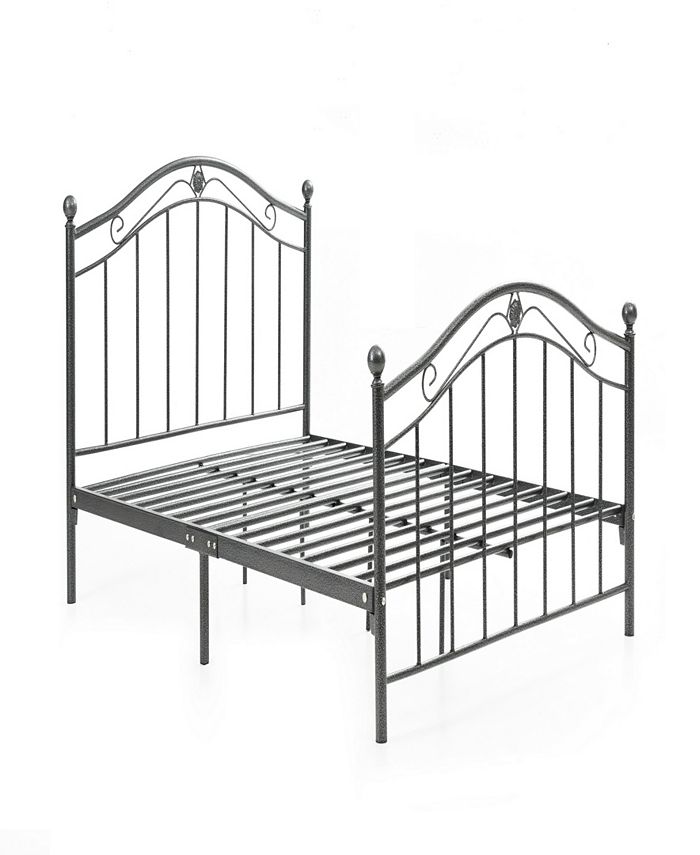 Hodedah Complete Metal QueenSize Bed with Headboard, Footboard, Slats