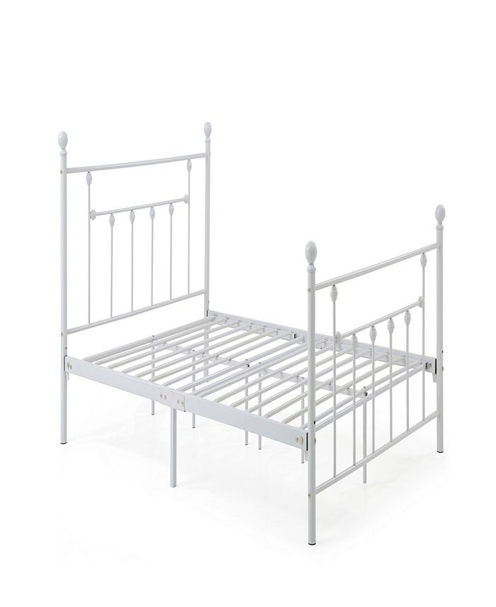 Hodedah Complete Metal TwinSize Bed with Headboard, Footboard, Slats