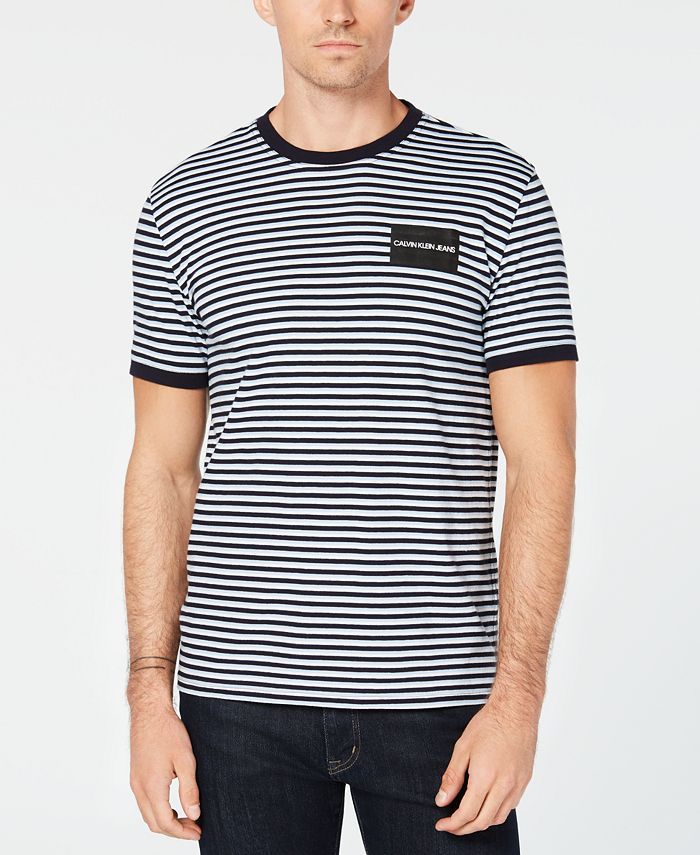 Calvin Klein Jeans Men's Striped Logo T-Shirt & Reviews - T-Shirts ...