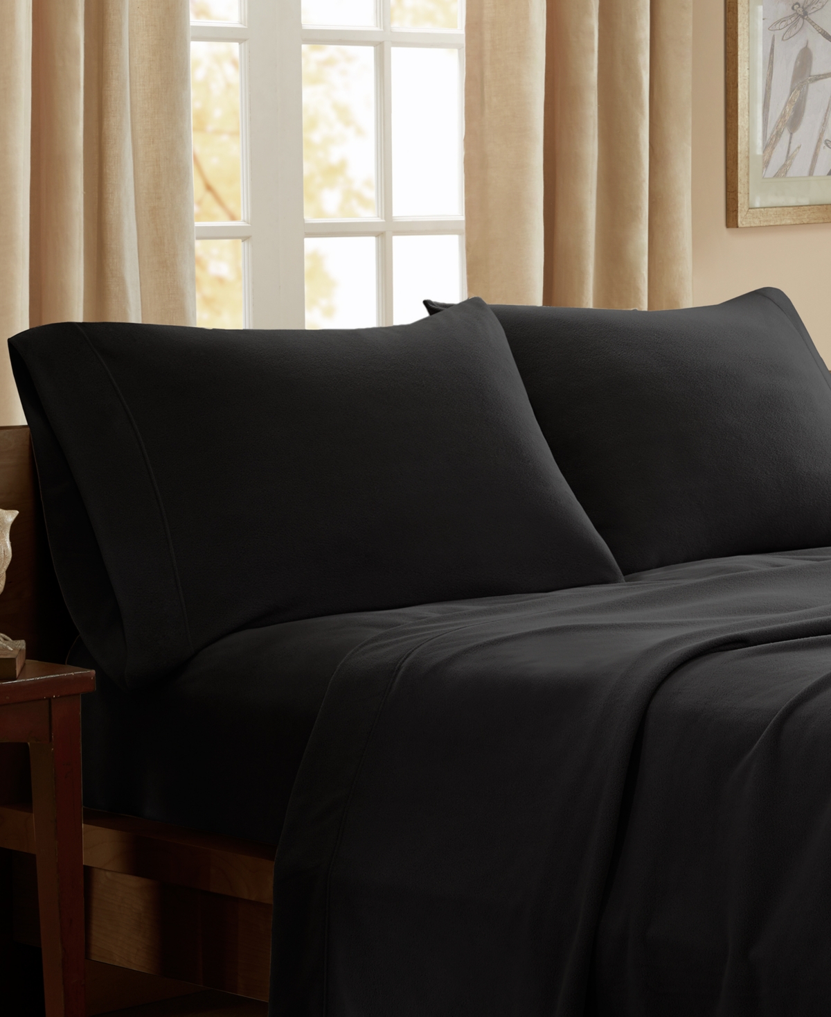 Jla Home Closeout!  Peak Performance 3m-scotchgard Micro-fleece 3-pc. Sheet Set, Twin In Black