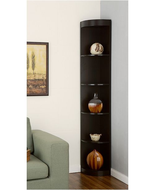 Furniture of America Rollins 5 Shelf Corner Bookcase ...