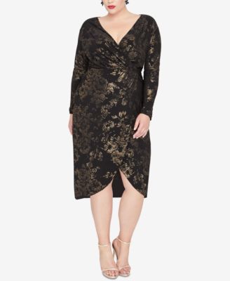 RACHEL Rachel Roy - Plus Size Foil Print Wrap Dress