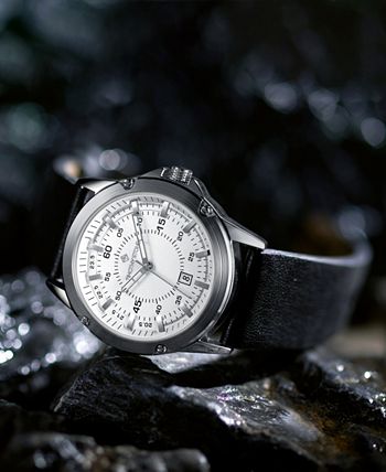 Timothy Stone Men s Norse Quartz Metal and Genuine Leather Strap
