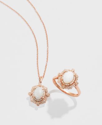 EFFY&reg; Diamond (1/6 c.t. t.w.) and Opal (5/8 c.t. t.w.) Pendant in 14K Rose Gold
