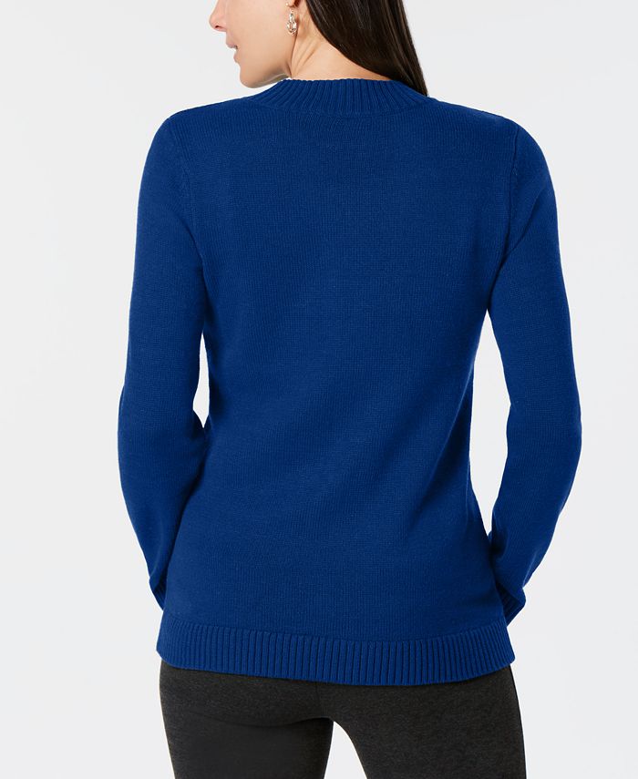 Karen Scott Bead-Embellished Mock-Neck Sweater, Created for Macy's - Macy's