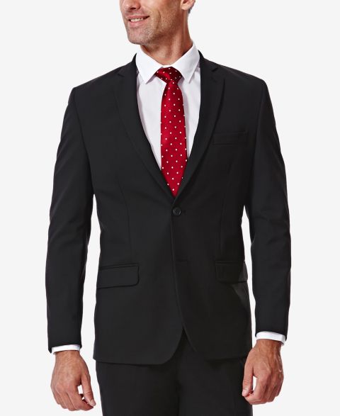 Мужской пиджак Haggar JMH 4 Way Stretch Slim Fit Suit, цвет: Чёрный