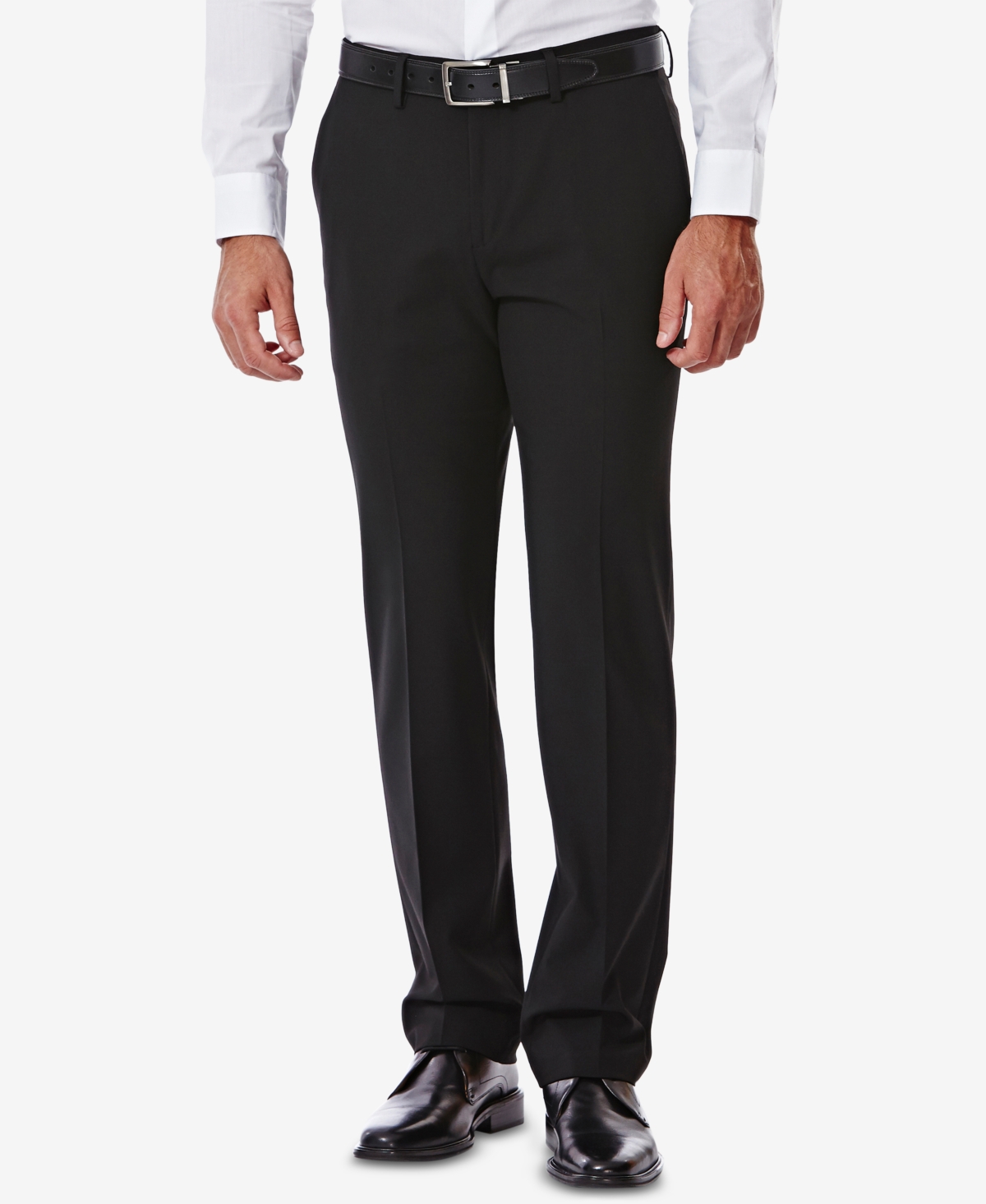 J.m. Haggar Men's 4 Way Stretch Slim Fit Flat Front Suit Pant - Black