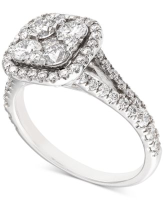 Macy's - Diamond Halo Cluster Engagement Ring (1-5/8 ct. t.w.) in 14k White Gold