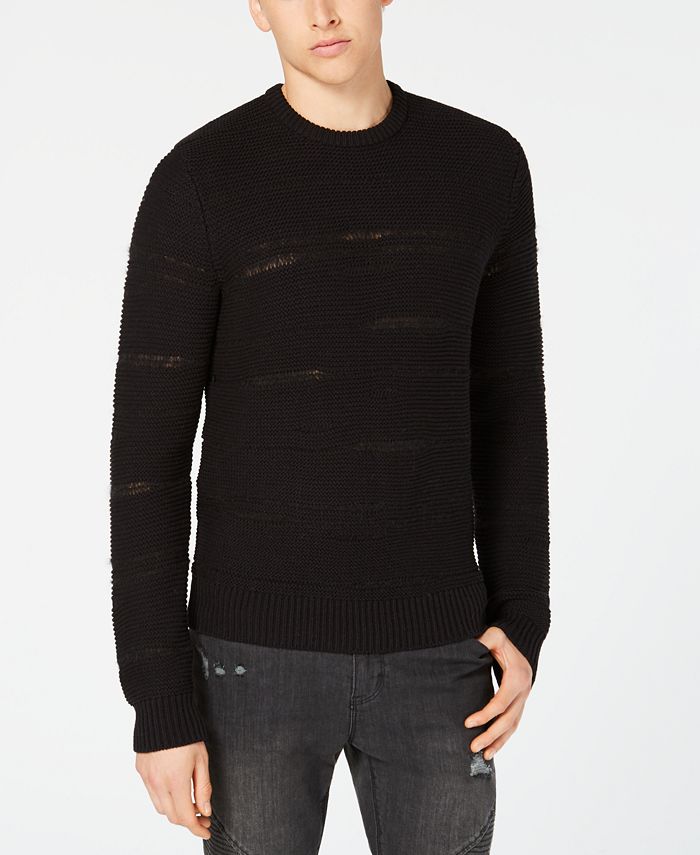 INC International Concepts Men's Plaited Crewneck Sweater Black Size Medium