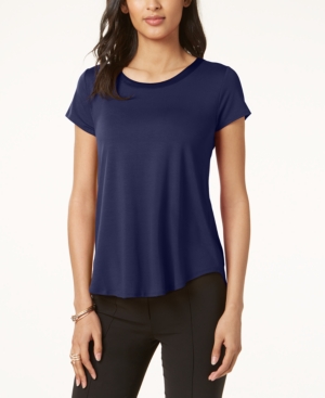 image of Alfani Satin-Trim High-Low T-Shirt, Created for Macy-s