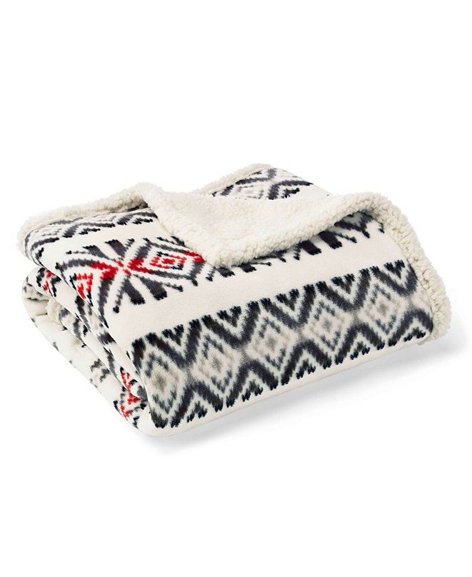 Eddie Bauer Mountain Village Printed Sherpa Throw & Reviews Blankets
