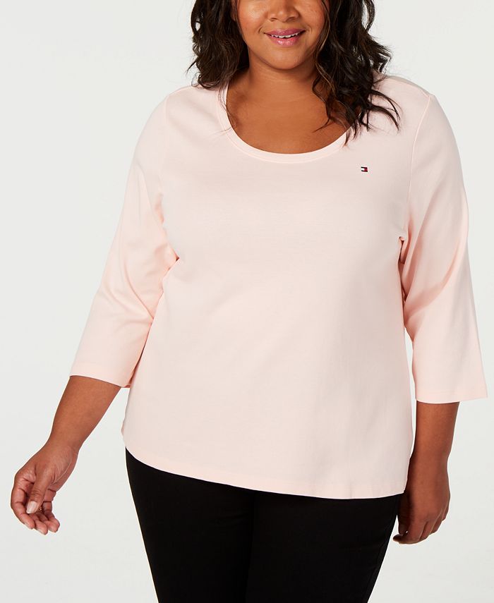 Tommy Hilfiger Plus Size Cotton 3/4Sleeves Top Macy's