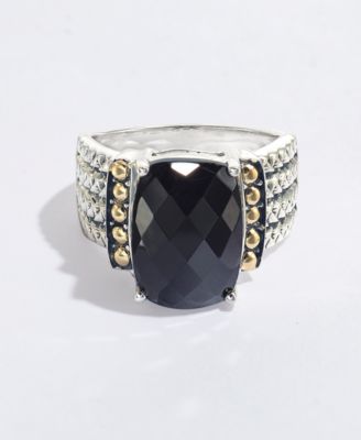 Eclipse by EFFY&reg; Onyx Statement Ring in Sterling Silver & 18k Gold