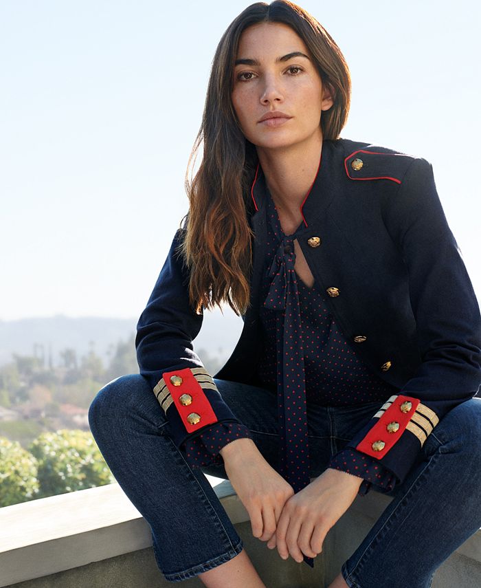 Lauren Ralph Lauren Jacquard Officer Jacket - Macy's
