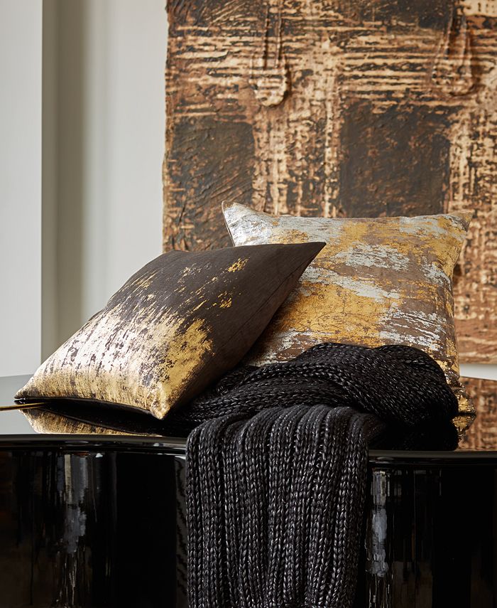 Michael Aram Silver Distressed Metallic Velvet Print Pillow Macy s