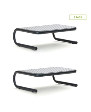 Mind Reader Metal Monitor Stand, Monitor Riser for Computer, Laptop, Desk, iMac, 2-Pack, Black