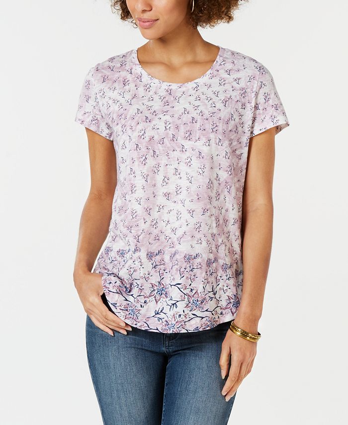 Style & Co Cotton FloralPrint Top, Created for Macy's Macy's