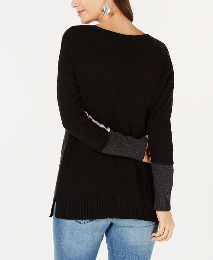 Style & Co Patch Colorblocked Tunic Sweater, Created for Macy's - Macy's