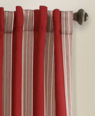 Lush Decor Julia Stripe Light Filtering Window Curtain Panels Pair 52"W x 84"L Red - Striped Curtains for Bedroom - Living Room Curtains