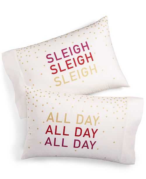 Martha Stewart Collection Set Of 2 Holiday Paired Pillowcases