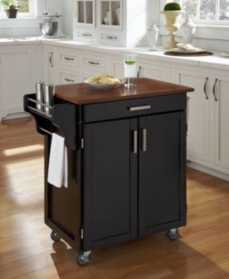 Home Styles - Cuisine Cart Black Finish with Oak Top