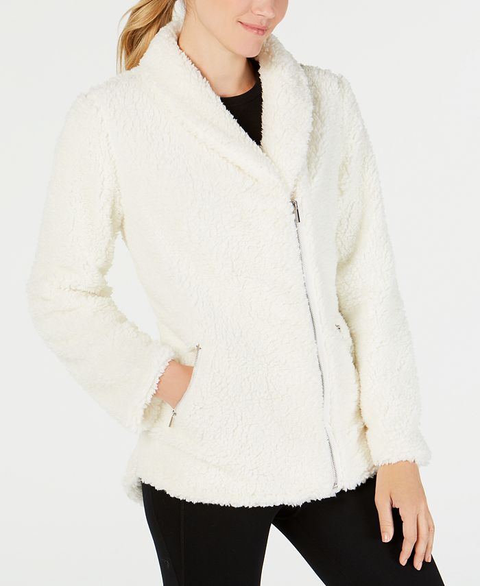Ideology Asymmetrical-Zip Fleece Jacket, Created for Macy's - Macy's