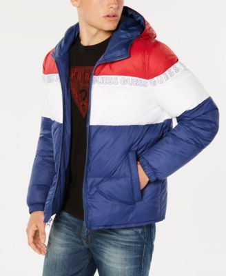 men's hooded puffer coat guess