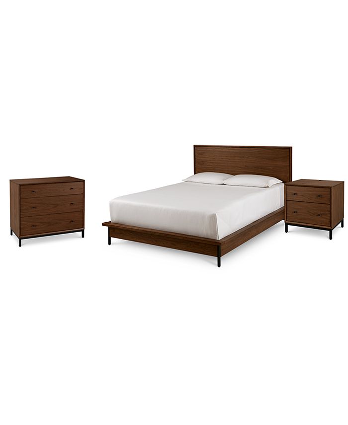 Furniture - Oslo Bedroom , 3-Pc. Set (Full Bed, Nightstand & 3 Drawer Chest)