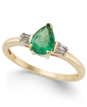 image of Emerald (3/4 ct. t.w.) & Diamond (1/8 ct. t.w.) Ring in 14k Gold