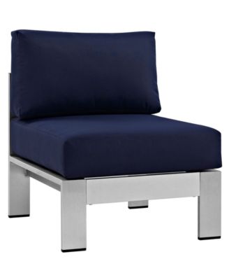 Modway - Shore Armless Outdoor Patio Aluminum Chair In Silver Orange