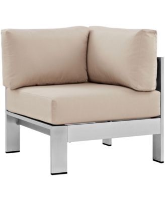 Modway - Shore Outdoor Patio Aluminum Corner Sofa In Silver Orange