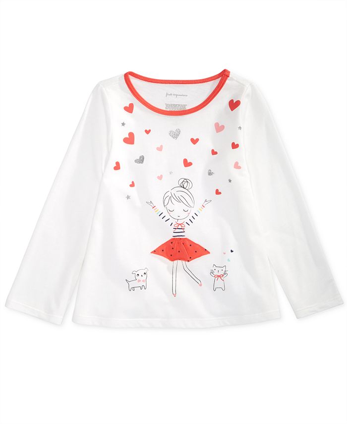 First Impressions Baby Girls Heart Girl Graphic Cotton T-Shirt, Created ...