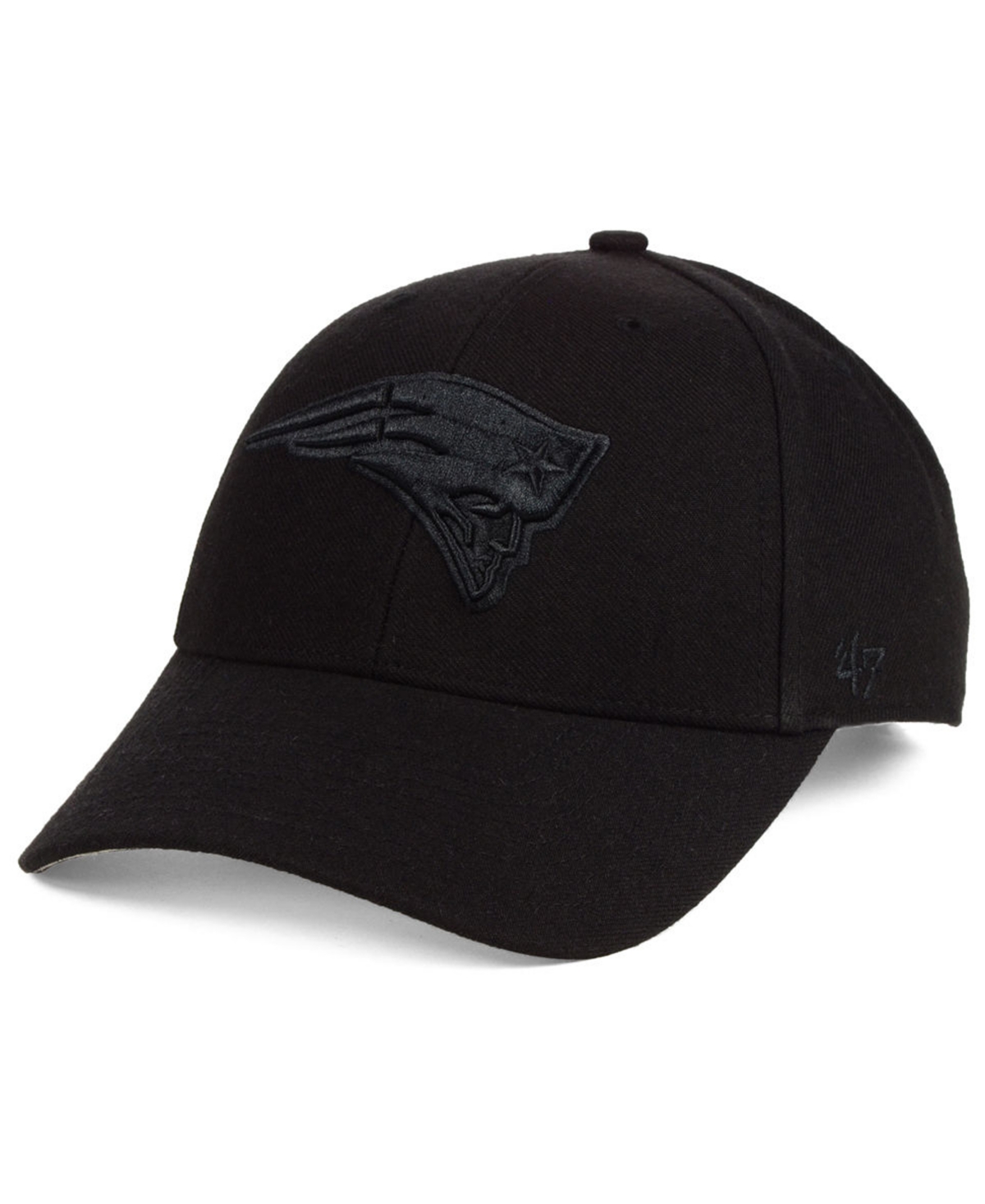 47 Brand New England Patriots Black & Black Mvp Strapback Cap In Black,black