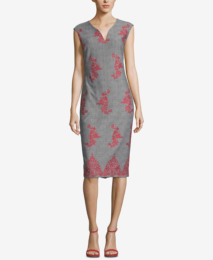 ECI Embroidered Houndstooth Dress Macy's
