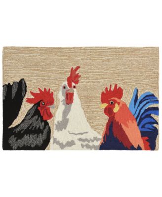 Liora Manne Front Porch Indoor/Outdoor Barnyard Roosters Neutral 2' x 3 ...
