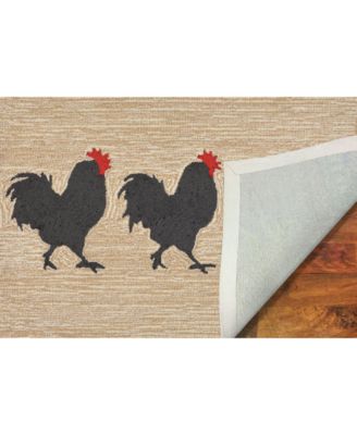 Liora Manne Front Porch Indoor/Outdoor Roosters Neutral Area Rugs