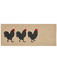 Liora Manne Front Porch Indoor/Outdoor Roosters Neutral 2' x 5' Runner Area Rug