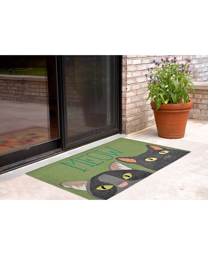 Liora Manne' Liora Manne Front Porch Indoor/Outdoor Meow Green 2' x 3 ...