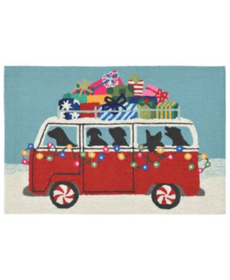 Liora Manne' - Front Porch Indoor/Outdoor Happy Howlidays Red 2' x 3' Area Rug