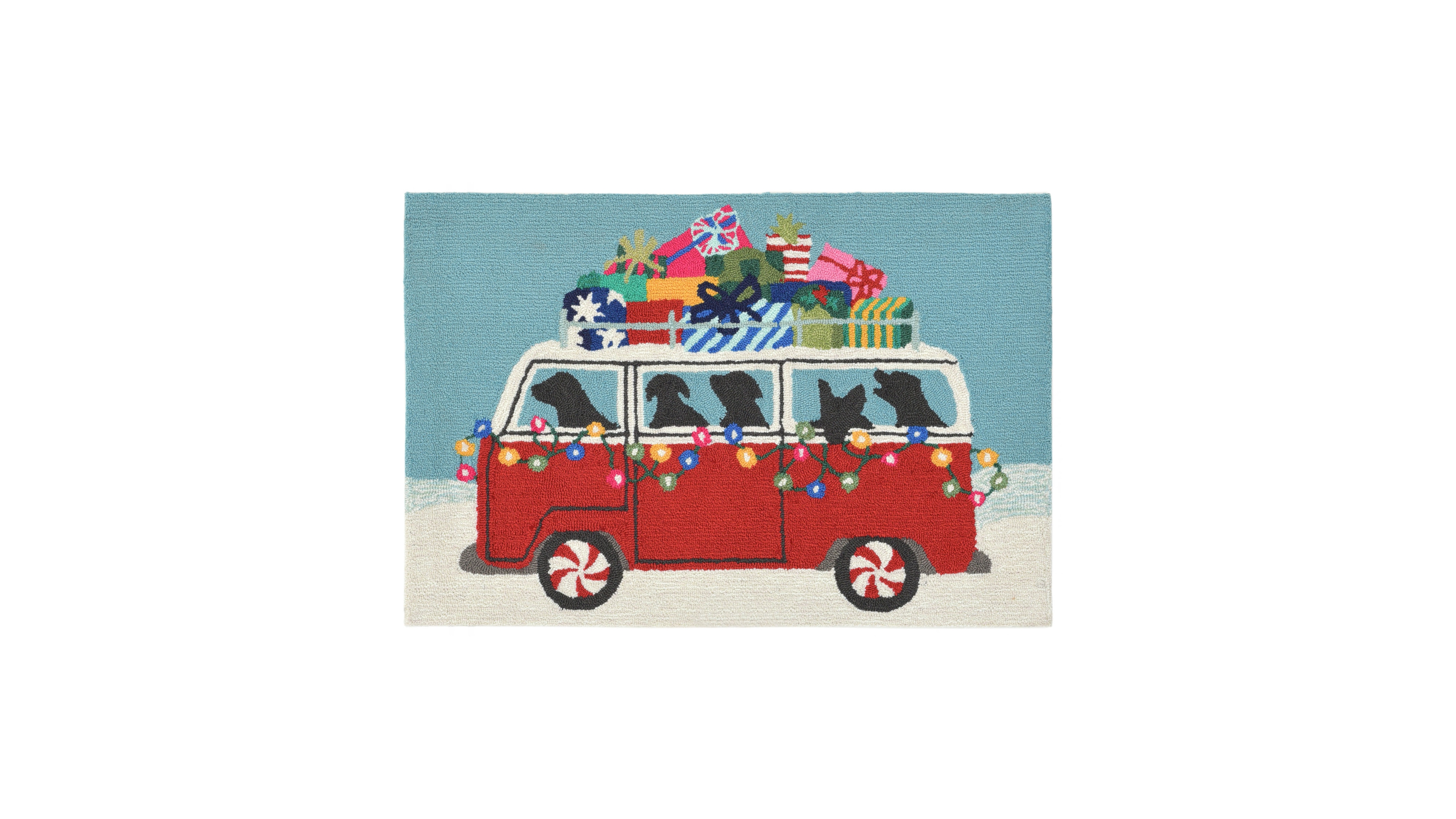 Liora Manne Front Porch Indoor/Outdoor Happy Howlidays Red 2' x 3' Area Rug
