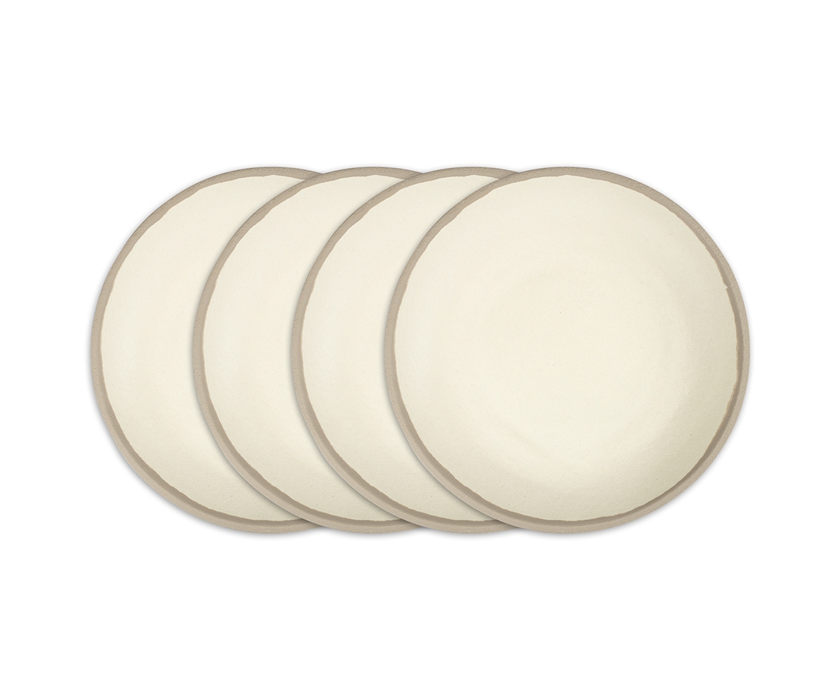 Potter Stone Melaboo 4-Pc. Dinner Plate Set - Beige/gray