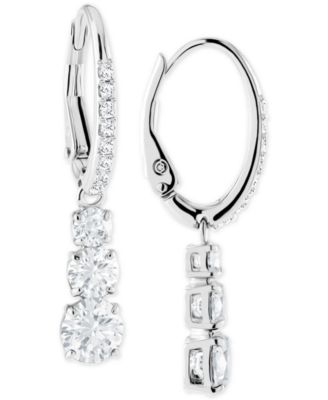 Silver-Tone Crystal Drop Earrings 